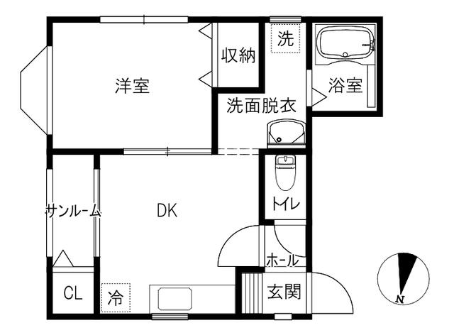 プラネートN(1DK/2階)の間取り写真
