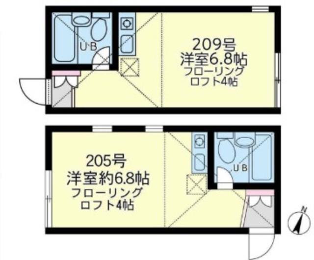 ユナイト鹿島田フェリクス(ワンルーム/2階)の間取り写真