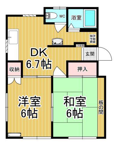 グリーンガーデン NO.7(2DK/1階)の間取り写真
