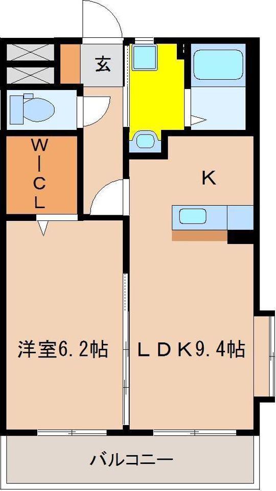 デタント中村(1LDK/2階)の間取り写真