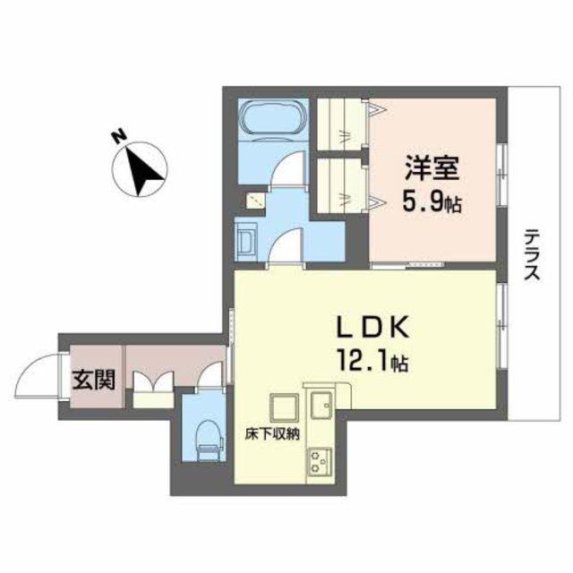 ラ・ポーズI(1LDK/1階)の間取り写真