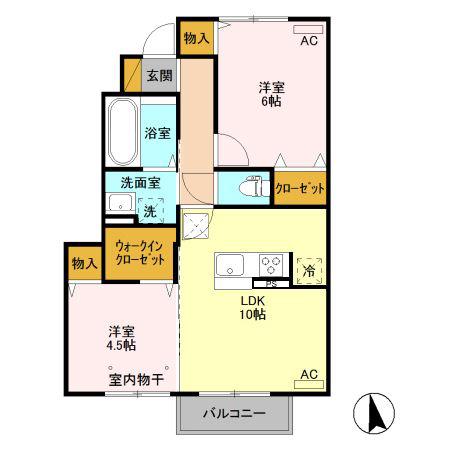 スペチアーレ II(2LDK/1階)の間取り写真