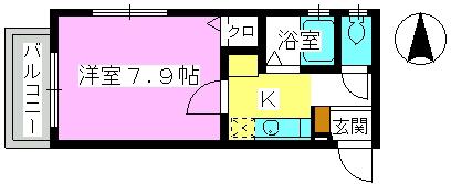 レグラス98(1K/2階)の間取り写真
