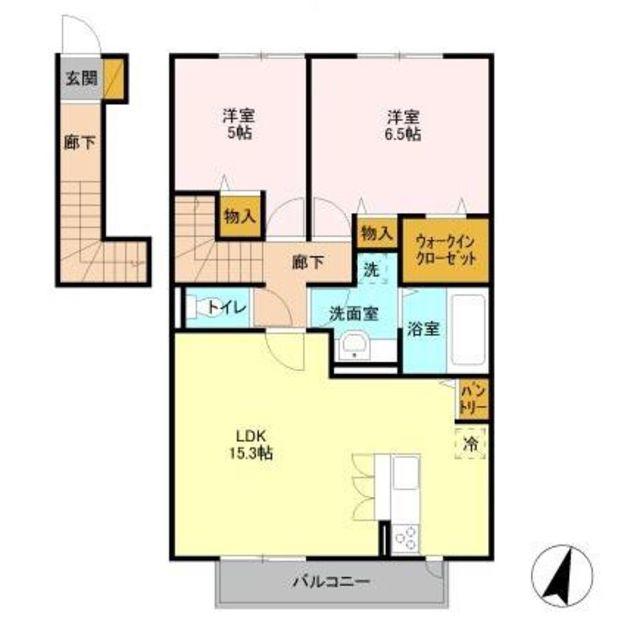 クレールK(2LDK/2階)の間取り写真