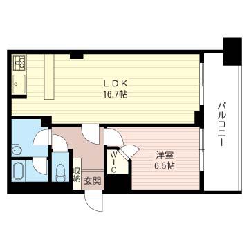 レジデンスシャルマン月島(1LDK/10階)の間取り写真