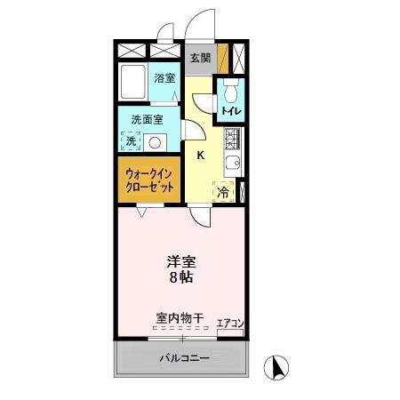 フォレスト ウィンド(1K/2階)の間取り写真