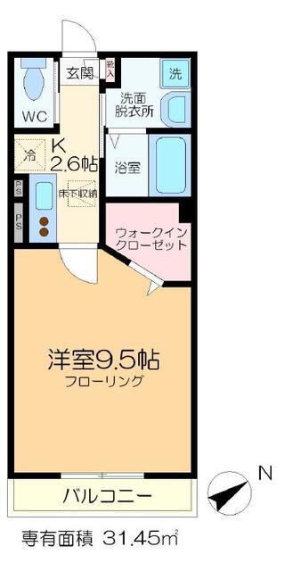 レーゲン・ボーゲンハウス(1K/1階)の間取り写真