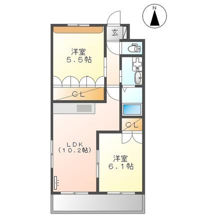 ハーバービュー(2LDK/2階)の間取り写真