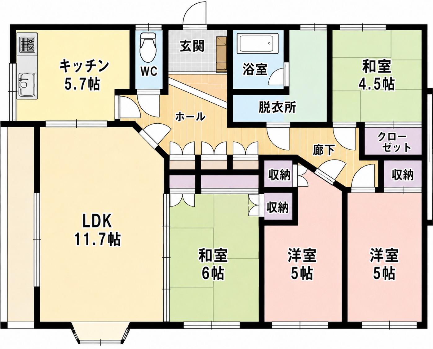 北海道釧路市材木町3-15 ペンテMW(4LDK/1階)の間取り写真