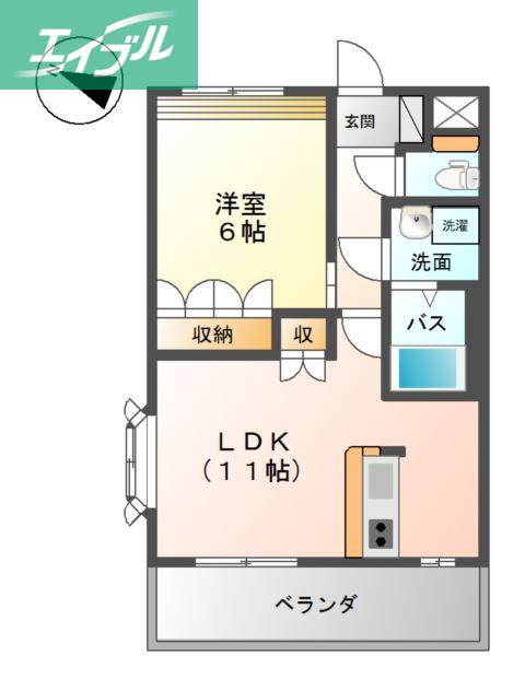 サンテ・フルール(1LDK/2階)の間取り写真