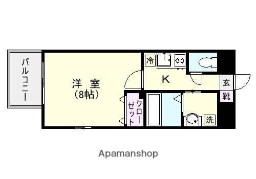 Aクロス加治屋(1K/6階)の間取り写真