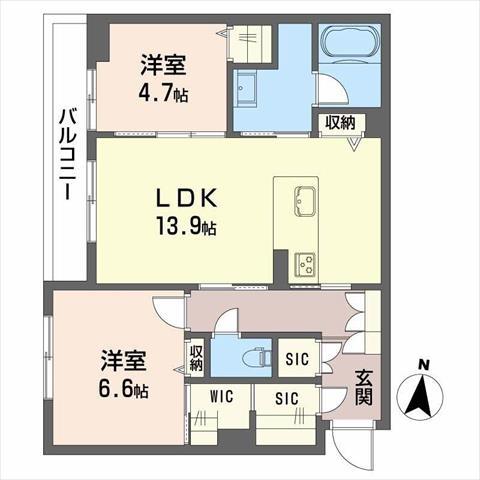 シャーメゾンカトレヤ(2LDK/3階)の間取り写真