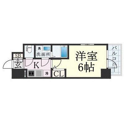 エスリード弁天町桜通レジデンス(1K/7階)の間取り写真