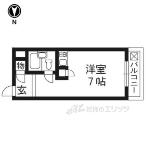 ワイズレジデンス宇治(ワンルーム/1階)の間取り写真