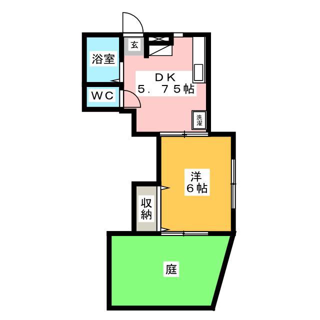 ヒルズ元鍛冶(1DK/1階)の間取り写真
