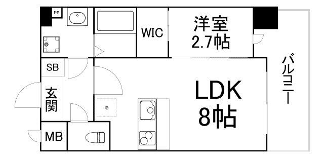 ラシーヌ瓦屋町(1LDK/8階)の間取り写真