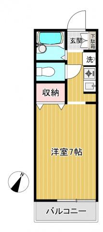 フローラ宮崎台(ワンルーム/2階)の間取り写真