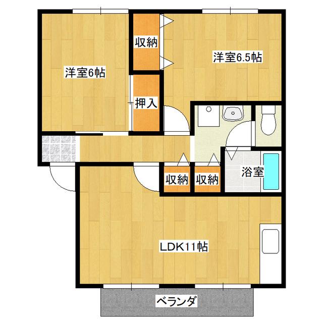 ＪＲ常磐線 牛久駅 徒歩11分 2階建 築29年(2LDK/1階)の間取り写真