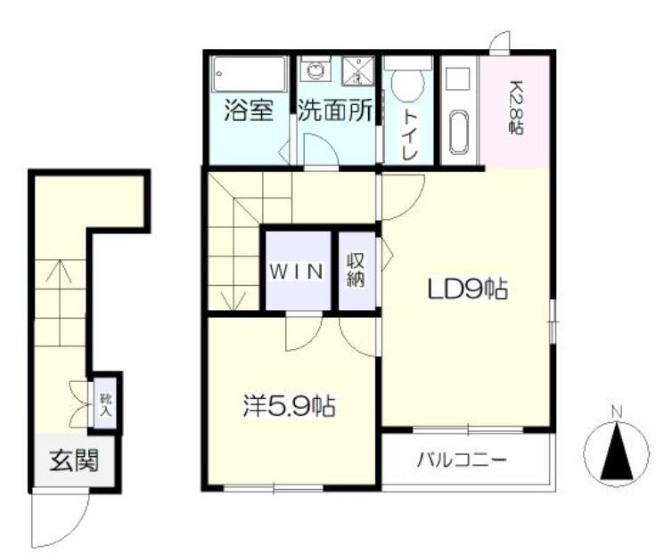 JOYSIX(1LDK/2階)の間取り写真