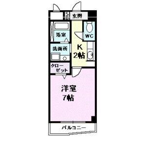 プラシードカーサ(1K/1階)の間取り写真