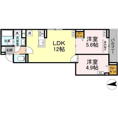 セレスティア六町IV(2LDK/3階)の間取り写真