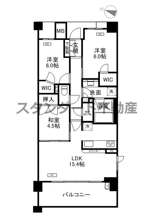 ロジュマン千里中央ヒルズ(3LDK/4階)の間取り写真