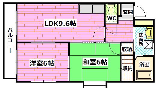ファミールアキ(2LDK/1階)の間取り写真