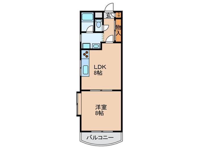 シャト-宇高3(1LDK/2階)の間取り写真