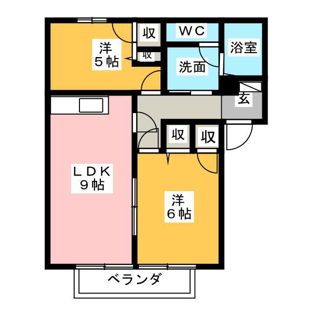 パークサイドコートII(2LDK/1階)の間取り写真