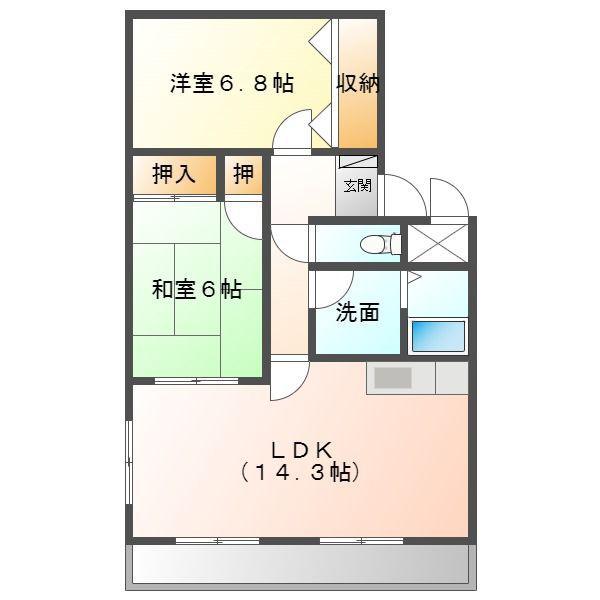 ハイツヒロ(2LDK/2階)の間取り写真