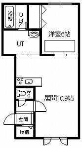 ラ テラA棟(1LDK/2階)の間取り写真