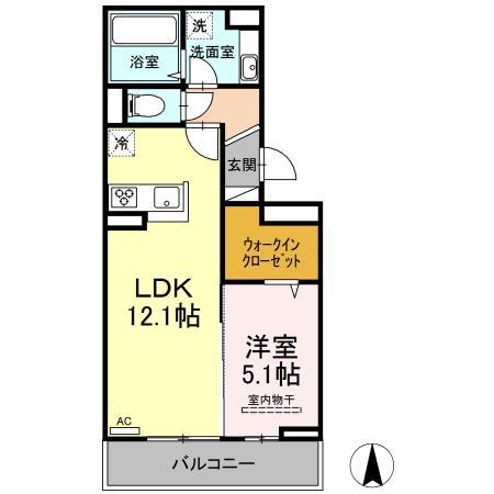 ドミール皆春(1LDK/3階)の間取り写真