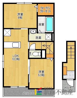 アンジュI(2LDK/2階)の間取り写真