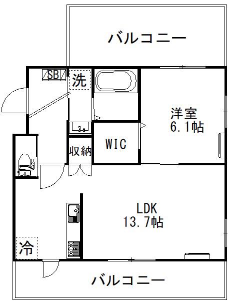 サンクトゥスコート上馬(1LDK/3階)の間取り写真