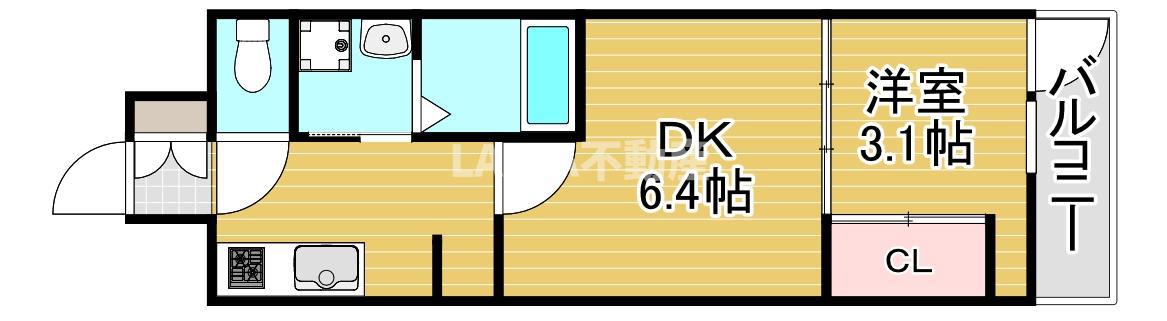 メイクス大阪鶴見(1DK/10階)の間取り写真