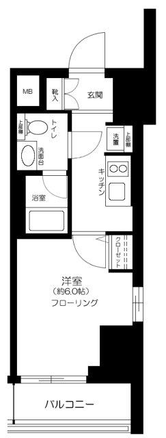 ガリシア代々木(1K/3階)の間取り写真
