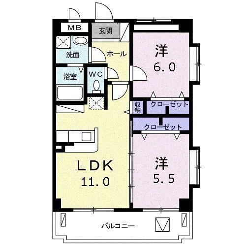 カーサ ダ・ヴィンチ(2LDK/2階)の間取り写真
