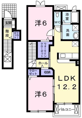 サンライズ・ヴィラ A(2LDK/2階)の間取り写真