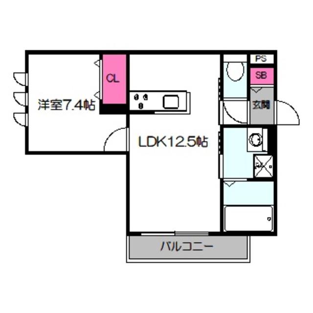 ドゥー・ルミエール新森(1LDK/1階)の間取り写真