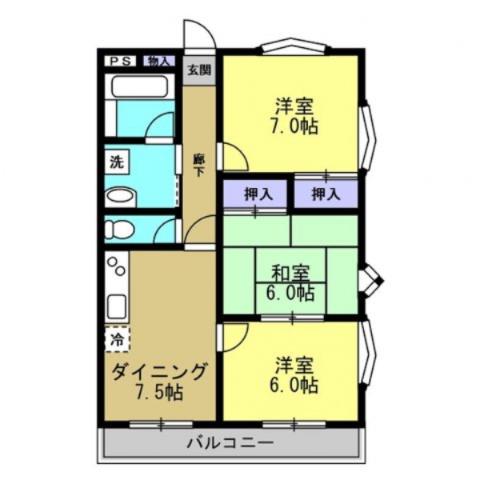 サンライトハイツ(3DK/2階)の間取り写真