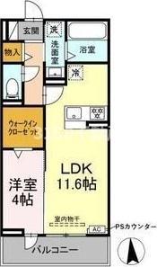 トリシア西岐阜(1LDK/2階)の間取り写真