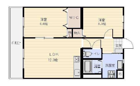 サンモール(2LDK/2階)の間取り写真