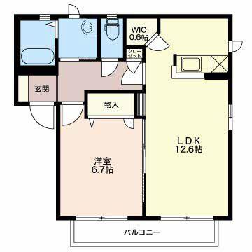 ソレイユ21 A(1LDK/2階)の間取り写真