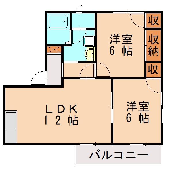 フレグランス松崎(2LDK/1階)の間取り写真