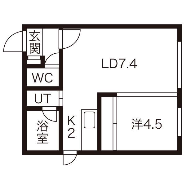 アーバンテラス北26条II(1DK/2階)の間取り写真