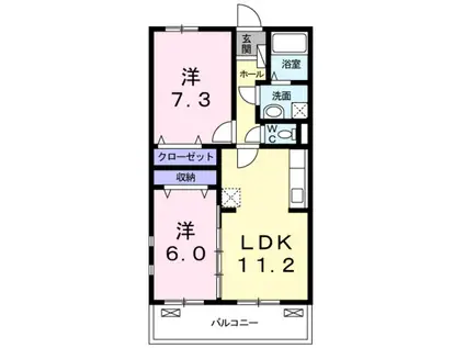 セレーノみのりC(2LDK/2階)の間取り写真