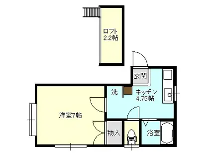 サンライト旭町(1K/2階)の間取り写真