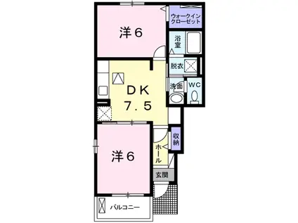 シャン トロワ B(2DK/1階)の間取り写真