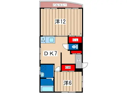 金井ビル(2DK/4階)の間取り写真