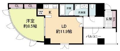 レジディア心斎橋ウエスト(1LDK/5階)の間取り写真